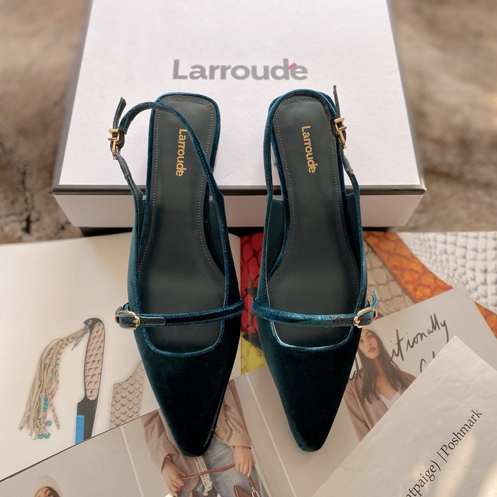 Larroudé Ines Buckled Slingback Flats - Picture 9 of 11